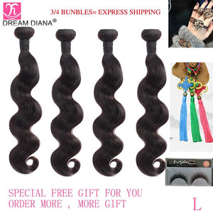 DreamDiana Body Wave 1/3/4 Bundles 10-30" Brazilian Hair Bundles Natural Color Remy Weaving 100% Human Hair Extensions Low Ratio - BzilHair – Brazilian Hair