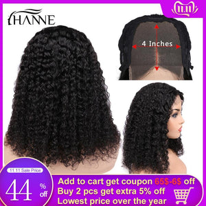 HANNE Remy Brazilian Curly Human Hair Lace Wig 4*4 Closure Wigs Human Wig Glueless 8-24inch with 150% Density ForBlack Women - BzilHair – Brazilian Hair