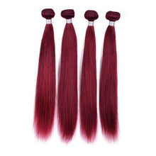 Load image into Gallery viewer, Red 99J Colored Straight Hair Bundles #27 Brazilian Human Hair Bundles 10&quot;-26&quot; Black Hair Bundles Middle Ratio Pinshair Non-remy - BzilHair – Brazilian Hair