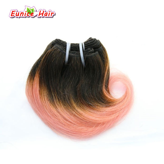 Ombre Pink braiding hair unprocessed hair extension Brazilian body wave hair 4 bundles/pack 8inch short weave 2 packs for a head - BzilHair – Brazilian Hair