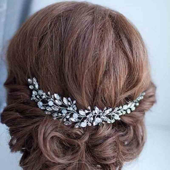 KMVEXO Fashion Leaves Silver bridal hair accessories Handmade Crystal Hair Jewelry Wedding Accessories Headband Women Headpiece - BzilHair – Brazilian Hair