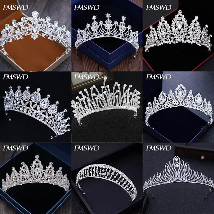 Diverse Silver Gold Color Crystal Crowns Bride tiara Fashion Queen For Wedding Crown Headpiece Wedding Hair Jewelry Accessories - BzilHair – Brazilian Hair