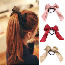 Load image into Gallery viewer, 1pcs Women Rubber Bands Tiara Satin Ribbon Bow Hair Band Rope Scrunchie Ponytail Holder Gum for Hair Accessories Elastic - BzilHair – Brazilian Hair