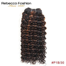 Load image into Gallery viewer, Rebecca Remy Human Hair Bundles 100g Brazilian Curly Hair Weave Pre-Colored Kinky Curly Brown Auburn Hair Extensions P4/30 P4/27 - BzilHair – Brazilian Hair