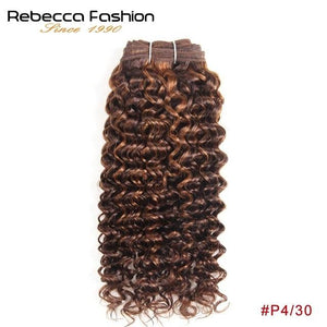 Rebecca Remy Human Hair Bundles 100g Brazilian Curly Hair Weave Pre-Colored Kinky Curly Brown Auburn Hair Extensions P4/30 P4/27 - BzilHair – Brazilian Hair