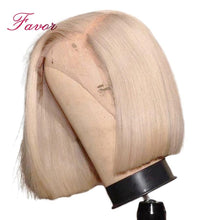 Load image into Gallery viewer, 150% Density Lace Front Human Hair Wigs 613 Blonde Short Bob Straight Lace Wigs Brazilian Remy Human Hair Pre plucked Hairline - BzilHair – Brazilian Hair