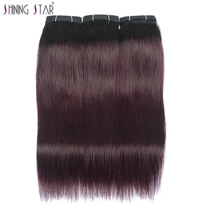 Shining Star Pre-Colored Grape Purple Human Hair Weave Bundles Dark Burgundy Red Brazilian Straight Hair Bundles 26 Inch Nonremy - BzilHair – Brazilian Hair