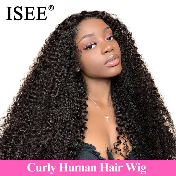 Mongolian Kinky Curly Human Hair Wigs 360 Lace Frontal Wig 150% Density 13X6 ISEE HAIR Kinky Curly Lace Front Human Hair Wigs - BzilHair – Brazilian Hair