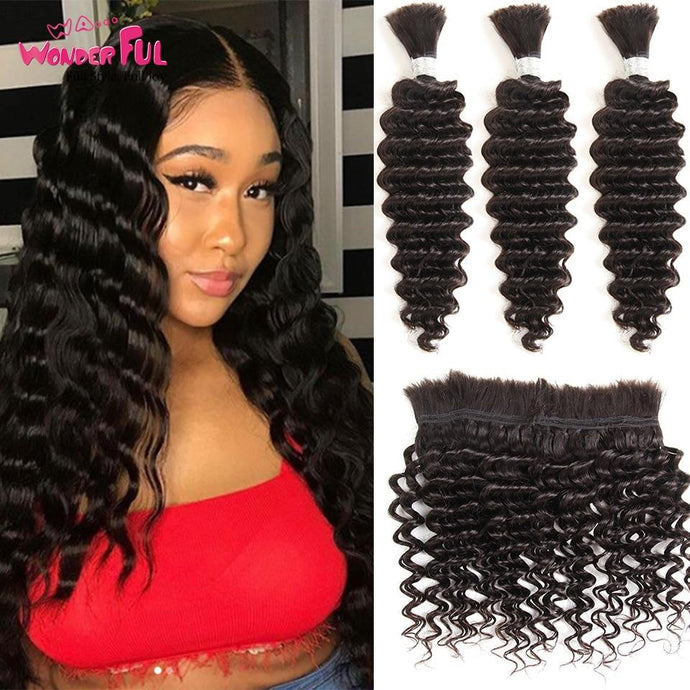 Brazilian Remy Deep Wave Bulk Human Hair For Braiding 1 Bundle Free Shipping 10 to 30 Inch Natural Color Hair Extensions - BzilHair – Brazilian Hair