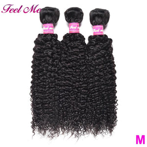 FEEL ME Kinky Curly Hair Bundles Brazilian Curly Human Hair Bundles Middle Ratio Non-Remy Hair Weave Extensions Can Buy 3/4 PCS - BzilHair – Brazilian Hair
