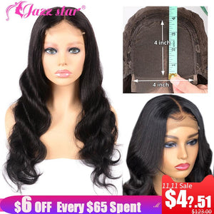 Brazilian 4x4 Lace Closure Wig Body Wave Wig Human Hair Wigs Pre-Plucked with Baby Hair Non-Remy Jazz Star Hair 150% Density - BzilHair – Brazilian Hair