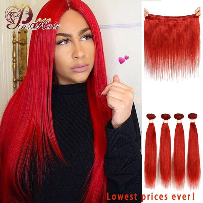 Red 99J Colored Straight Hair Bundles #27 Brazilian Human Hair Bundles 10