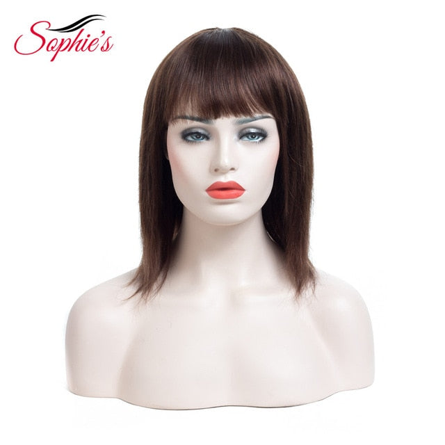 Sophie's Straight Wigs Remy Brazilian Human Hair For Women 100% Human Hair Machine Made No Smell 10 Inch,1B ,#4,99J - BzilHair – Brazilian Hair