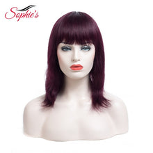 Load image into Gallery viewer, Sophie&#39;s Straight Wigs Remy Brazilian Human Hair For Women 100% Human Hair Machine Made No Smell 10 Inch,1B ,#4,99J - BzilHair – Brazilian Hair