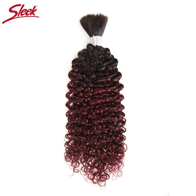 Sleek Remy Human Hair Indian Kinky Curly Bulk Hair For Braiding No Weft 10 To 30 Inch Braids Hair Bundles Ombre T1B/99J - BzilHair – Brazilian Hair