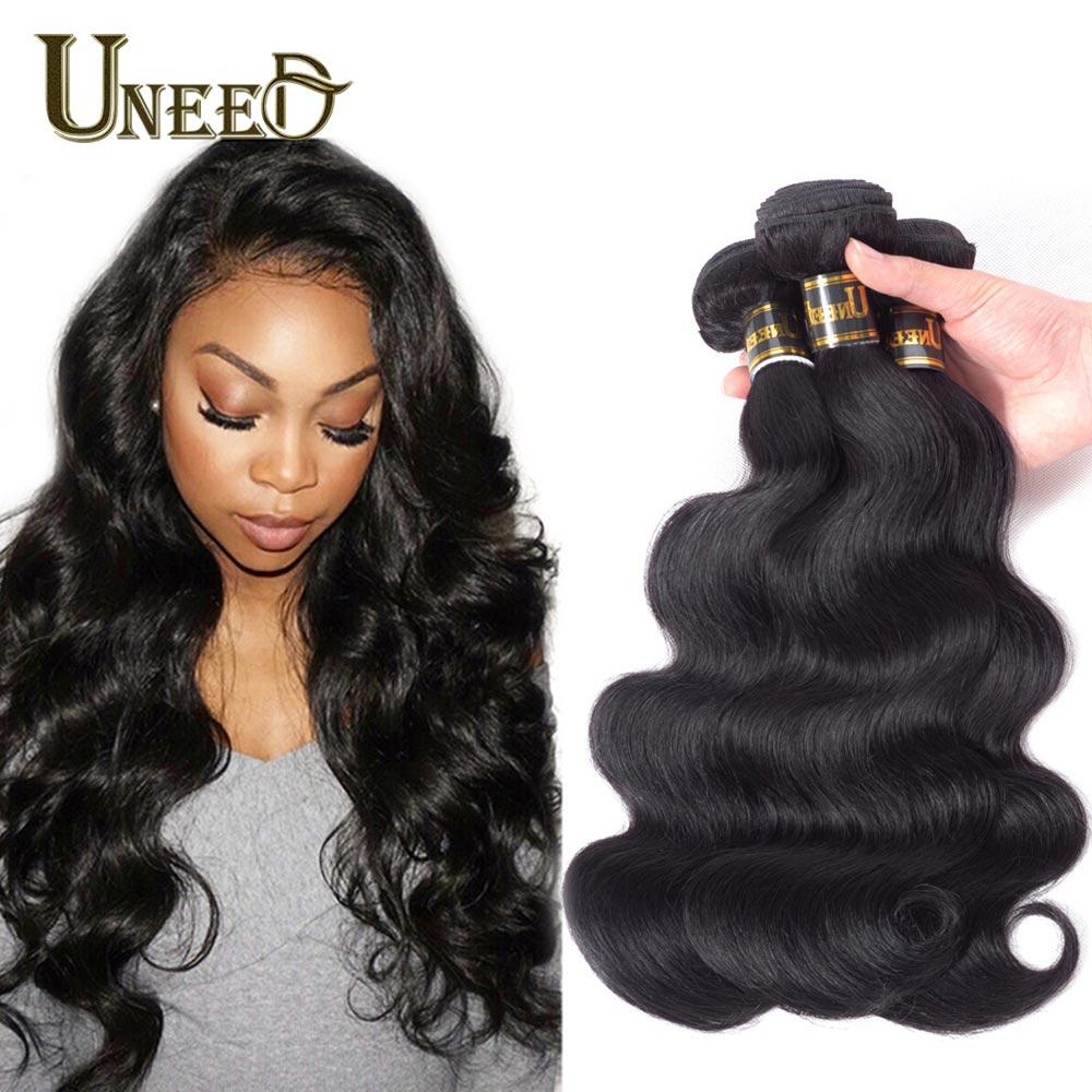 Uneed Hair Brazilian Body Wave Hair Extensions 100% Remy Human Hair Weave Bundles Natural Color Free Shipping Buy 3 or 4 bundles - BzilHair – Brazilian Hair