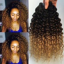 Load image into Gallery viewer, Ombre Kinky Curly Hair Brazilian Human Hair Weave Bundles 1B/4/27 Remy Afro Jerry Curly Human Hair Extensions 1 / 3 / 4 Bundles - BzilHair – Brazilian Hair