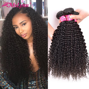 Afro Kinky Curly Hair Brazilian Hair Weave Bundles Human Hair Weave Bundles 4 or 3 Bundles Natural Black Mslynn Non Remy Hair - BzilHair – Brazilian Hair