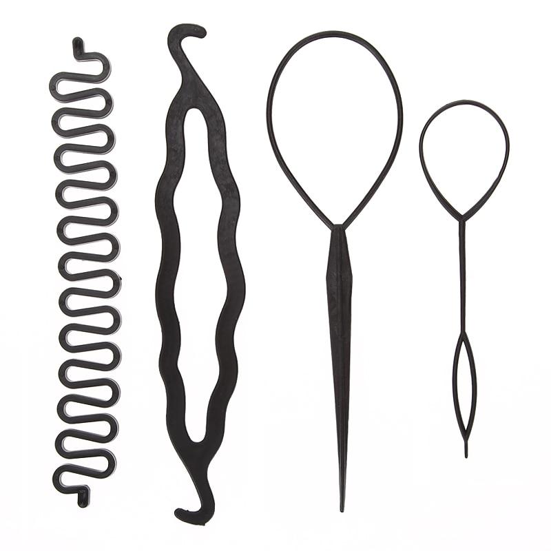 4pcs/set 3 Kinds Magic Hair Styling Accessories Set Braiders Hair Pin Bun Roller Maker Hair Braiding Twist Curler Styling Tool - BzilHair – Brazilian Hair