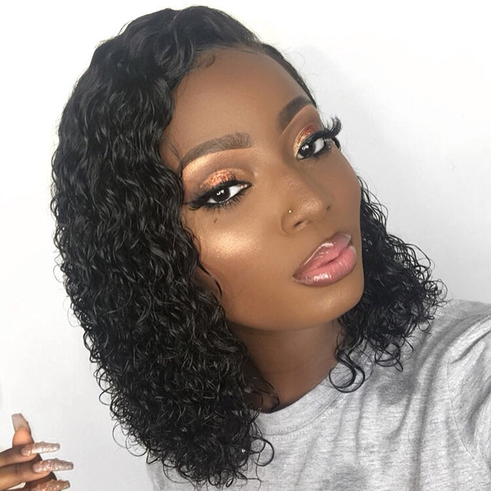 Beeos Short 13x6 Lace Front Human Hair Wigs Pre Plucked With Baby Hair Deep Part Curly Brazilian Remy Hair Lace Front Wigs 8-16