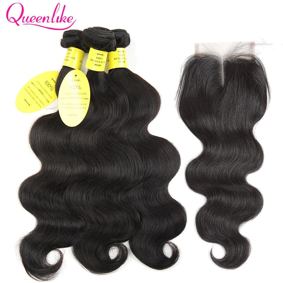 QueenLike Hair Products Brazilian Body Wave With Closure Non Remy Hair Weft Weave 2 3 4 Bundles Human Hair Bundles With Closure - BzilHair – Brazilian Hair
