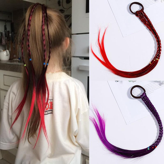 New Girls Colorful Wigs Ponytail Hair Ornament Headbands Rubber Bands Beauty Hair Bands Headwear Kids Hair Accessories Head Band - BzilHair – Brazilian Hair