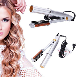 Hair Styling Accessories Professional Hair Straightening Iron Curling Iron Style 2 in 1 Hair Straightener Style Tool Silver - BzilHair – Brazilian Hair