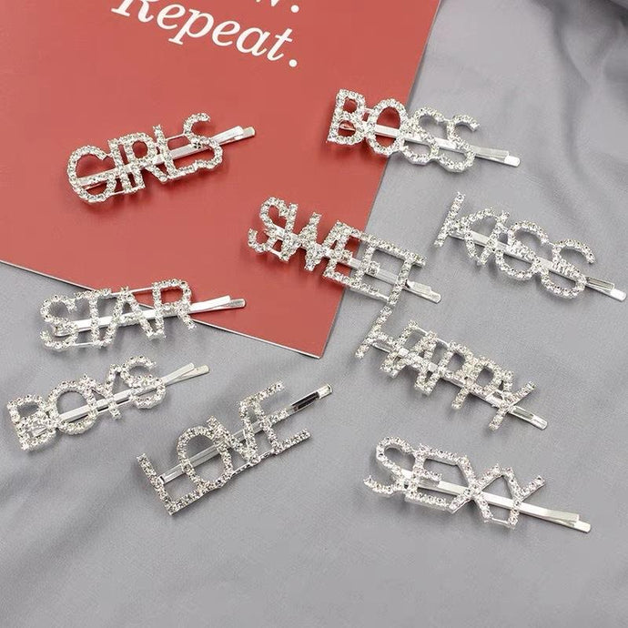 1PC Bling Letter Hairpins Headwear for Women Girls Hair Clips Pins Barrette Tools Hair Accessories - BzilHair – Brazilian Hair
