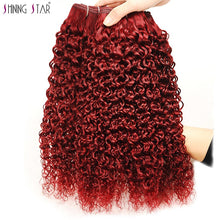 Load image into Gallery viewer, Brazilian 99J Bold Red Kinky Curly Bundles Burgundy Pre-Colored 100% Human Hair Bundles Shiningstar Nonremy 1/3/4 Pcs Weave Weft - BzilHair – Brazilian Hair