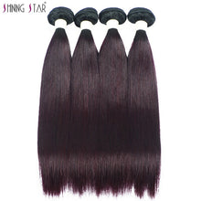 Load image into Gallery viewer, Ombre Brazilian Straight Hair Weave Colored Shiningstar Burgundy Human Hair Extensions 1/3/4 Pcs Grape Purple Non Remy No Tangle - BzilHair – Brazilian Hair