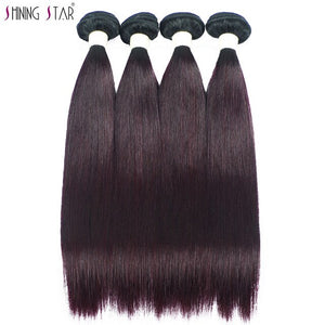 Ombre Brazilian Straight Hair Weave Colored Shiningstar Burgundy Human Hair Extensions 1/3/4 Pcs Grape Purple Non Remy No Tangle - BzilHair – Brazilian Hair