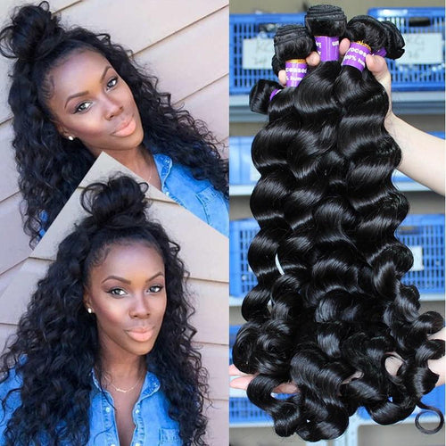 Loose Wave Bundles Raw Virgin Brazilian Hair Weave Bundles 100% Human Hair Bundle Extension One Piece Natural Black Color Prosa - BzilHair – Brazilian Hair
