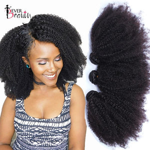 Mongolian Afro Kinky Curly Weave Human Hair Extensions 4B 4C Virgin Hair 1 Or 3 Bundles Natural Black 10-24inch Ever Beauty - BzilHair – Brazilian Hair