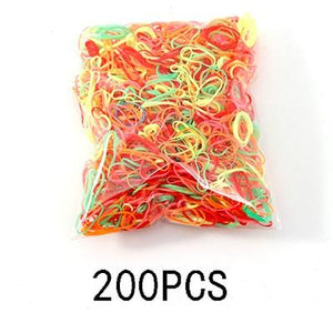 200/1000PCS Cute Girls Colourful Ring Disposable Elastic Hair Bands Ponytail Holder Rubber Band Scrunchies Kids Hair Accessories - BzilHair – Brazilian Hair
