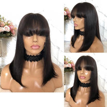 Load image into Gallery viewer, Lace Front Short Bob Wig 613 Blonde Red Peruvian Human Hair Wigs With Bangs Remy Baby Hair For Women Straight Black Hair - BzilHair – Brazilian Hair