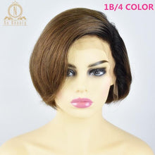 Load image into Gallery viewer, 13x6 Lace Front Human Hair Short Bob Wigs Pixie Cut Ombre Color 1B 27 613 Blonde Black Straight For Women Brazilian Remy Hair - BzilHair – Brazilian Hair