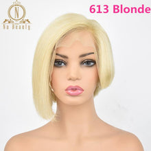 Load image into Gallery viewer, 13x6 Lace Front Human Hair Short Bob Wigs Pixie Cut Ombre Color 1B 27 613 Blonde Black Straight For Women Brazilian Remy Hair - BzilHair – Brazilian Hair