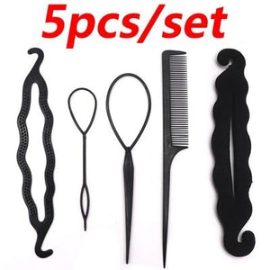 4Pcs/Set Black Plastic DIY Styling Tools Pull Hair Clips For Women Hairpins Comb Hair Bun Maker Dount Twist Hair Accessories - BzilHair – Brazilian Hair