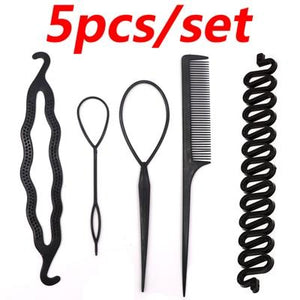 4Pcs/Set Black Plastic DIY Styling Tools Pull Hair Clips For Women Hairpins Comb Hair Bun Maker Dount Twist Hair Accessories - BzilHair – Brazilian Hair