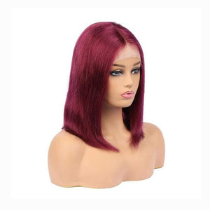 Short Lace Front Human Hair Wigs For Black Women Brazilian Remy Bob Wig With Baby Hair Pre Plucked 13x4 Blonde Pink 99J Luasy - BzilHair – Brazilian Hair
