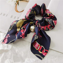 Load image into Gallery viewer, 2019 New Chiffon Bowknot Silk Hair Scrunchies Women Pearl Ponytail Holder Hair Tie Hair Rope Rubber Bands Hair Accessories - BzilHair – Brazilian Hair