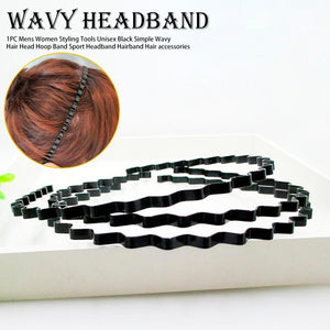 Hot 1PC Mens Women Styling Tools Unisex Black Simple Wavy Hair Head Hoop Band Sport Headband Hairband Hair accessories - BzilHair – Brazilian Hair