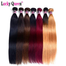 Load image into Gallery viewer, Lucky Queen Brazilian Straight Hair Weave Bundles Non Remy Human Hair 1B/#2/#4/#27/#99J/Burgundy Ombre Hair Bundles 8-30 Inch - BzilHair – Brazilian Hair
