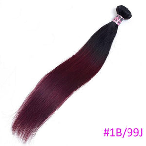 Lucky Queen Brazilian Straight Hair Weave Bundles Non Remy Human Hair 1B/#2/#4/#27/#99J/Burgundy Ombre Hair Bundles 8-30 Inch - BzilHair – Brazilian Hair