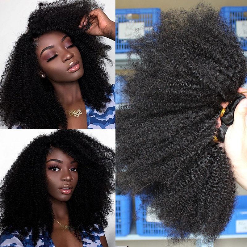 Mongolian Afro Kinky Curly Hair Extension Weave Human Hair Bundles 4B 4C Remy Hair 1 Or 3pcs Natural Color You May - BzilHair – Brazilian Hair