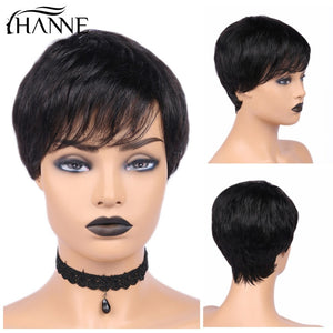 HANNE Hair Short Human Hair Wigs Wavy Wig Brazilian Remy Hair Free Part Wig for Black/White Women - BzilHair – Brazilian Hair