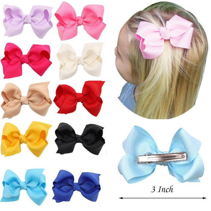 1PC 3 Inch Solid Kids Girls Ribbon Hair Bow Clips with Hairpins Boutique Hairclips Hair Accessories Handmade Princess Headwear - BzilHair – Brazilian Hair