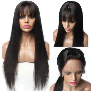 Hesperis Lace Front Human Hair Wigs With Bang For Black Woman Brazilian Remy 13X6 Lace Front Wigs Pre Plucked With baby Hair - BzilHair – Brazilian Hair