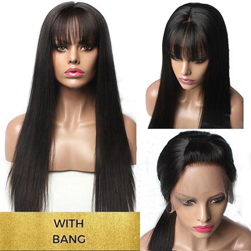 Hesperis Lace Front Human Hair Wigs With Bang For Black Woman Brazilian Remy 13X6 Lace Front Wigs Pre Plucked With baby Hair - BzilHair – Brazilian Hair