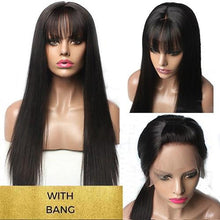 Load image into Gallery viewer, Hesperis Lace Front Human Hair Wigs With Bang For Black Woman Brazilian Remy 13X6 Lace Front Wigs Pre Plucked With baby Hair - BzilHair – Brazilian Hair